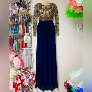 Sherri Hill Size 2 Navy Blue Beaded 2Pc Beaded Prom Homecoming Pageant Dress NWT